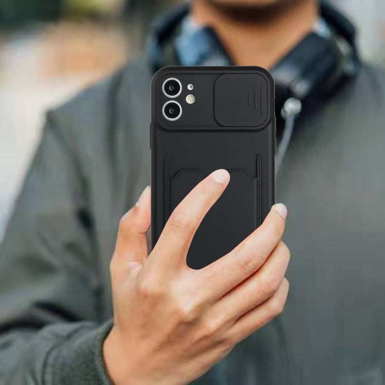 For iPhone 12 Sliding Camera Cover Design TPU Protective Case with Card Slot