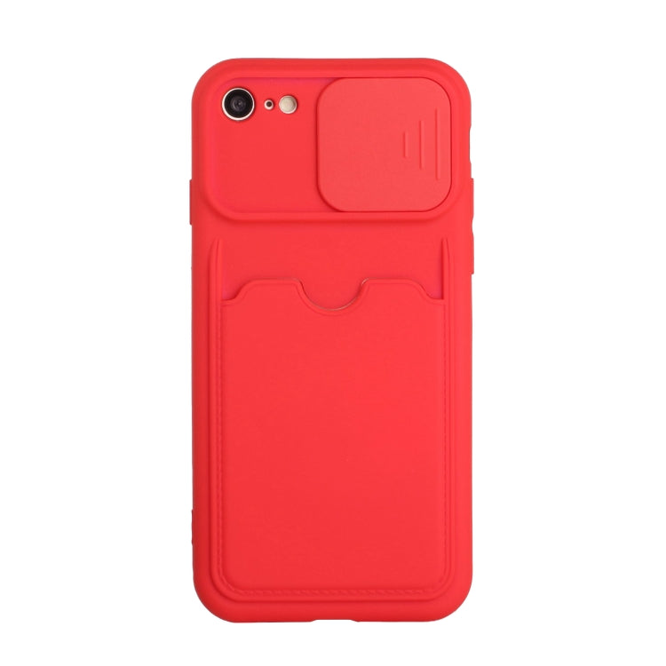 For iPhone SE 2022 / SE 2020 / 8 / 7 Sliding Camera Cover Design TPU Protective Case with Card Slot