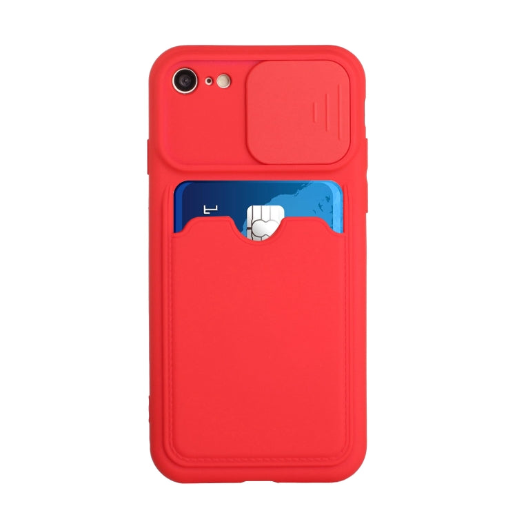 For iPhone SE 2022 / SE 2020 / 8 / 7 Sliding Camera Cover Design TPU Protective Case with Card Slot