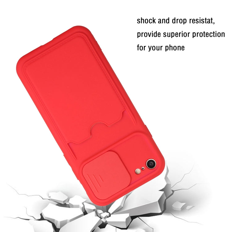 For iPhone SE 2022 / SE 2020 / 8 / 7 Sliding Camera Cover Design TPU Protective Case with Card Slot