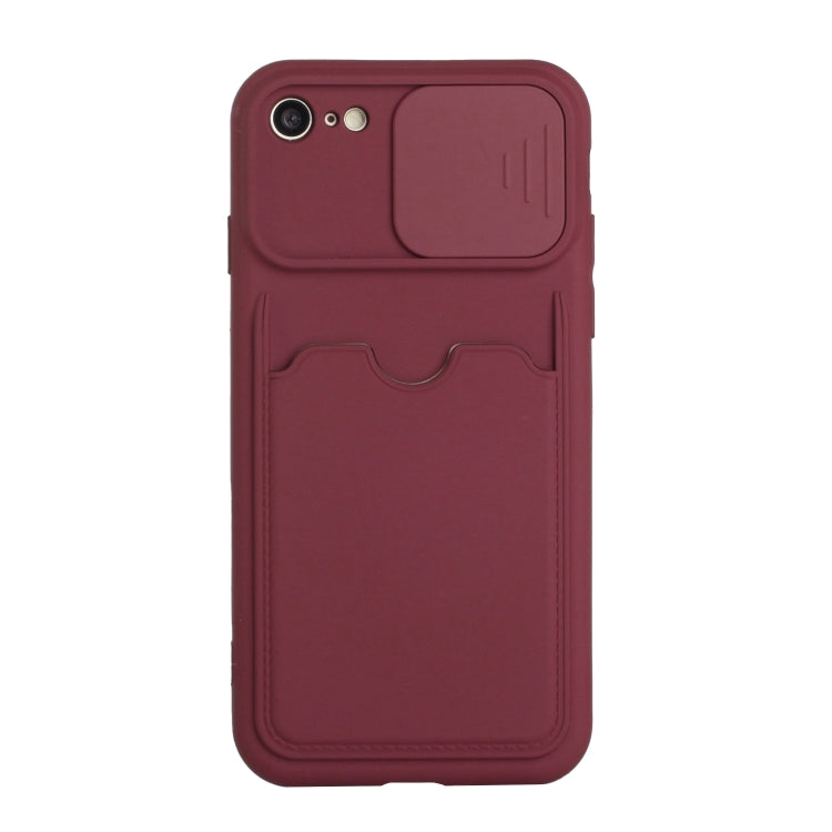 For iPhone SE 2022 / SE 2020 / 8 / 7 Sliding Camera Cover Design TPU Protective Case with Card Slot