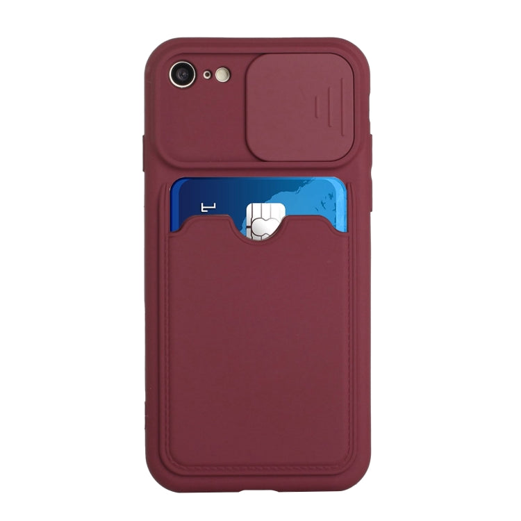 For iPhone SE 2022 / SE 2020 / 8 / 7 Sliding Camera Cover Design TPU Protective Case with Card Slot