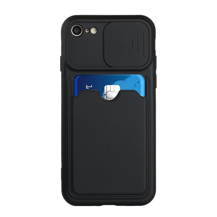 For iPhone SE 2022 / SE 2020 / 8 / 7 Sliding Camera Cover Design TPU Protective Case with Card Slot
