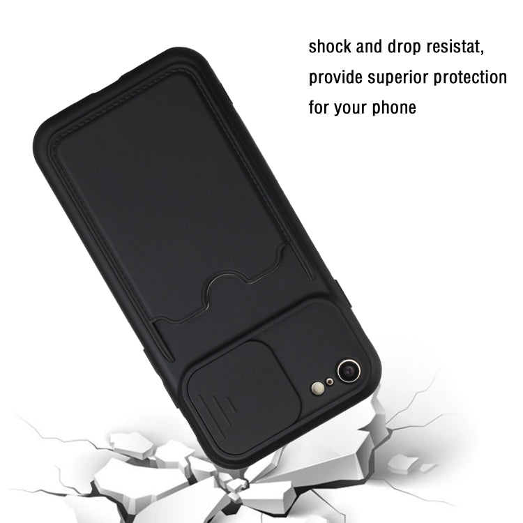 For iPhone SE 2022 / SE 2020 / 8 / 7 Sliding Camera Cover Design TPU Protective Case with Card Slot
