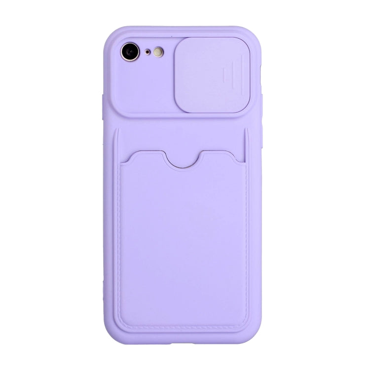 For iPhone SE 2022 / SE 2020 / 8 / 7 Sliding Camera Cover Design TPU Protective Case with Card Slot