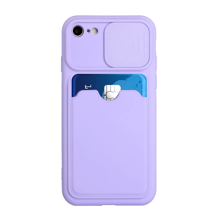 For iPhone SE 2022 / SE 2020 / 8 / 7 Sliding Camera Cover Design TPU Protective Case with Card Slot