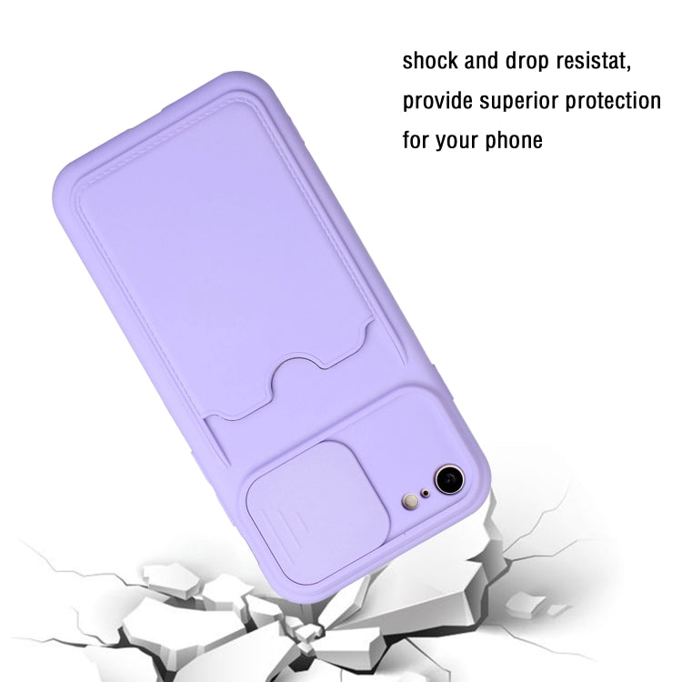For iPhone SE 2022 / SE 2020 / 8 / 7 Sliding Camera Cover Design TPU Protective Case with Card Slot