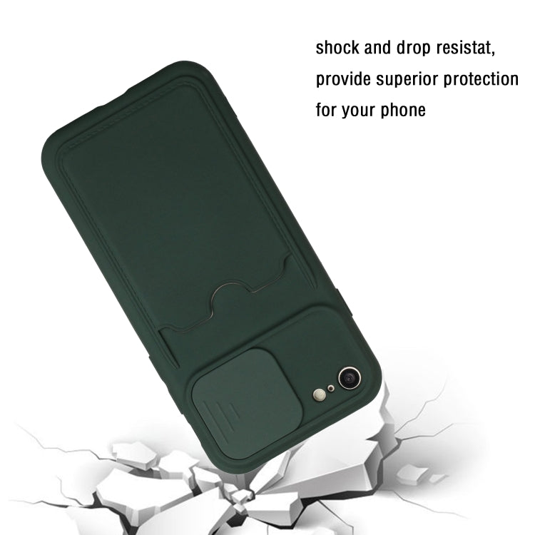 For iPhone SE 2022 / SE 2020 / 8 / 7 Sliding Camera Cover Design TPU Protective Case with Card Slot