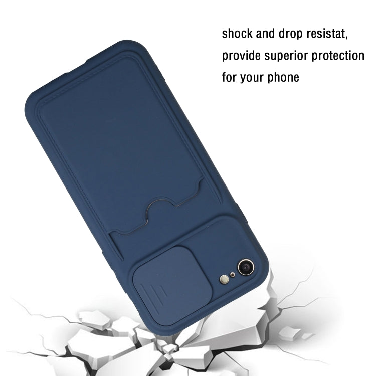 For iPhone SE 2022 / SE 2020 / 8 / 7 Sliding Camera Cover Design TPU Protective Case with Card Slot