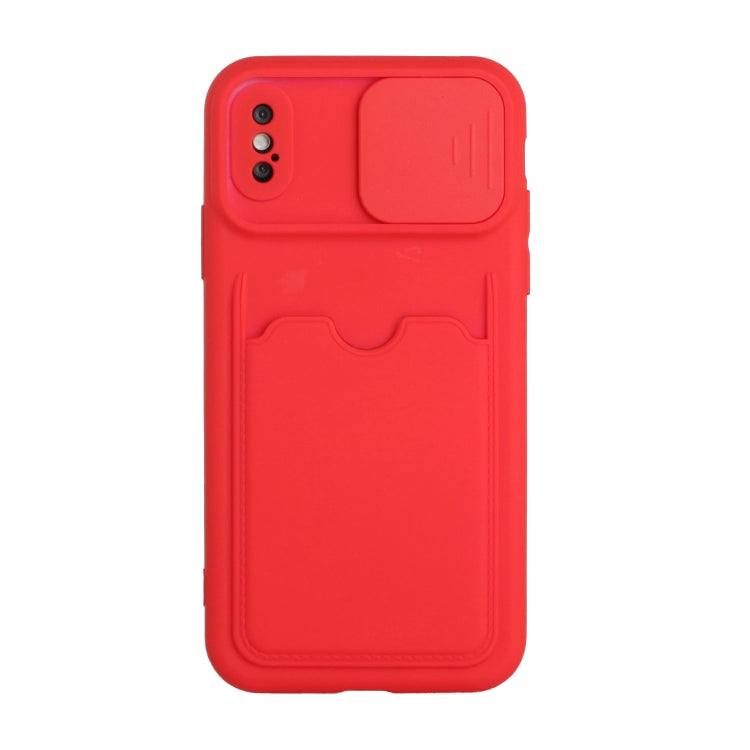 For iPhone X / XS Sliding Camera Cover Design TPU Protective Case with Card Slot