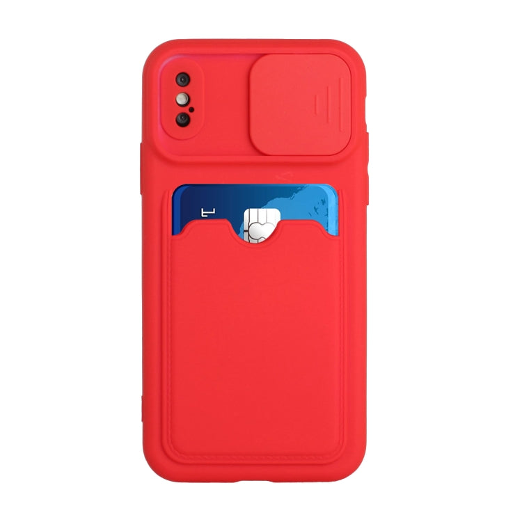For iPhone X / XS Sliding Camera Cover Design TPU Protective Case with Card Slot