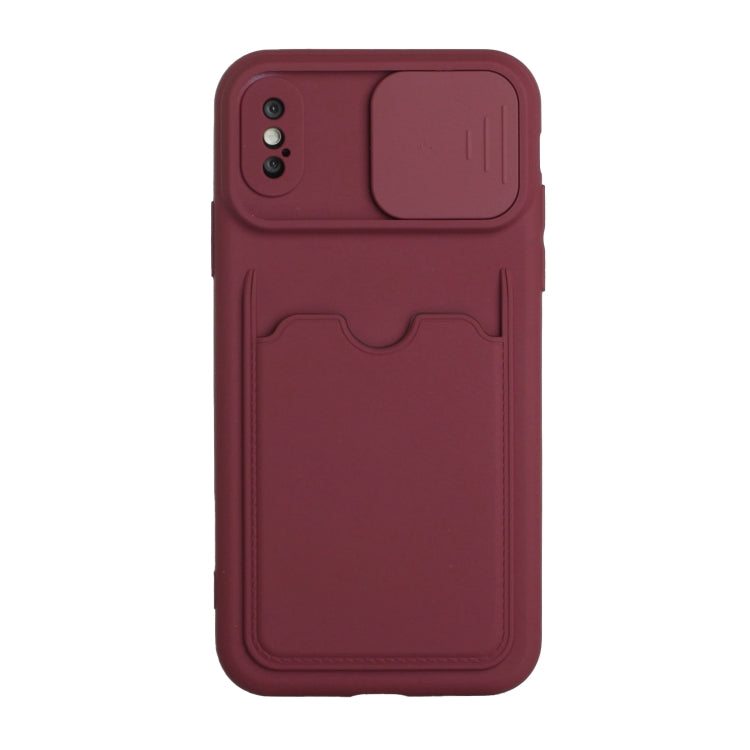 For iPhone X / XS Sliding Camera Cover Design TPU Protective Case with Card Slot