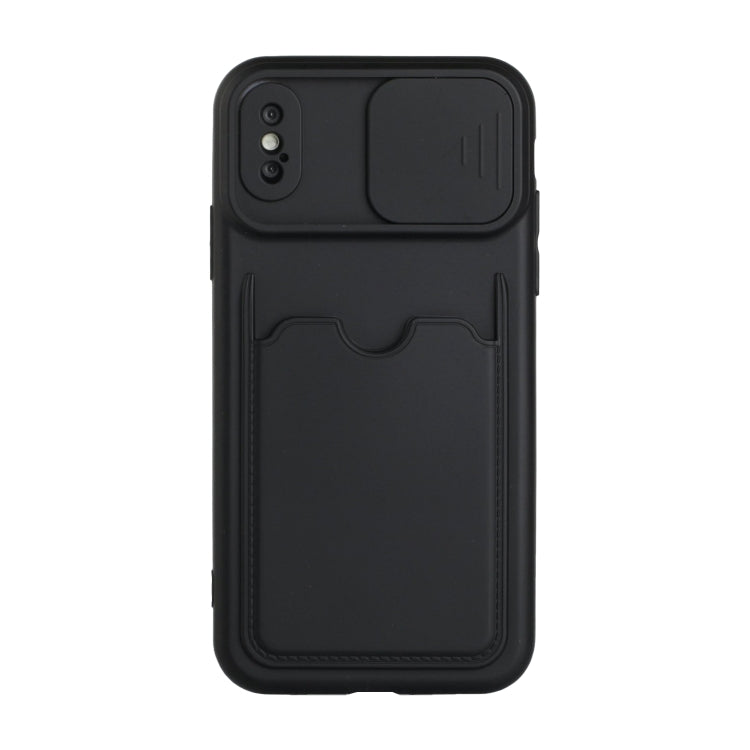 For iPhone X / XS Sliding Camera Cover Design TPU Protective Case with Card Slot