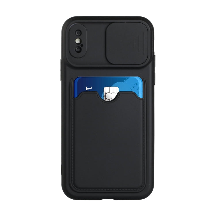 For iPhone X / XS Sliding Camera Cover Design TPU Protective Case with Card Slot