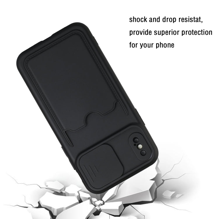 For iPhone X / XS Sliding Camera Cover Design TPU Protective Case with Card Slot