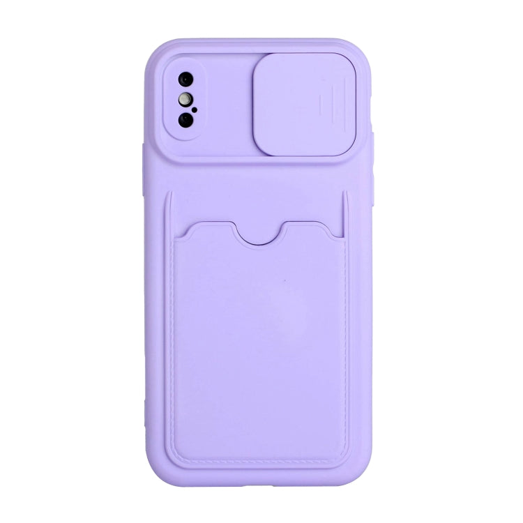 For iPhone X / XS Sliding Camera Cover Design TPU Protective Case with Card Slot