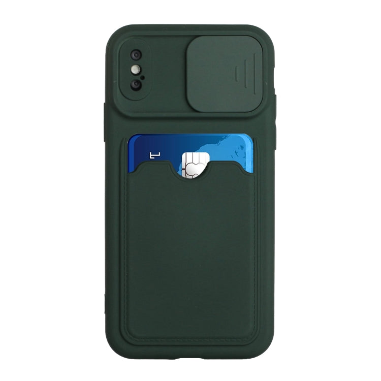 For iPhone X / XS Sliding Camera Cover Design TPU Protective Case with Card Slot