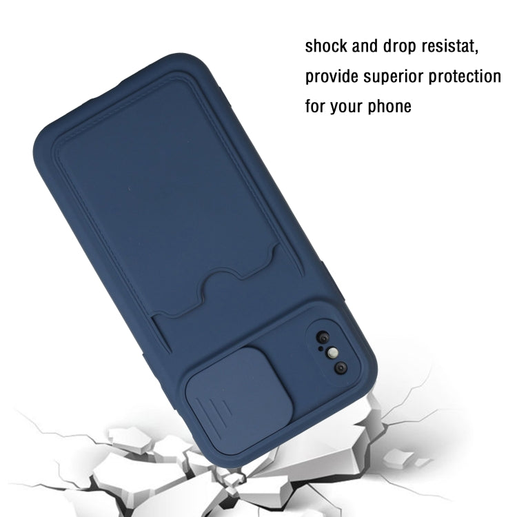 For iPhone X / XS Sliding Camera Cover Design TPU Protective Case with Card Slot