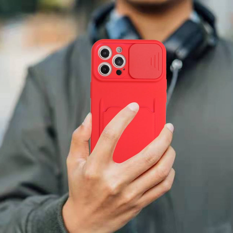 For iPhone 12 Pro Sliding Camera Cover Design TPU Protective Case with Card Slot