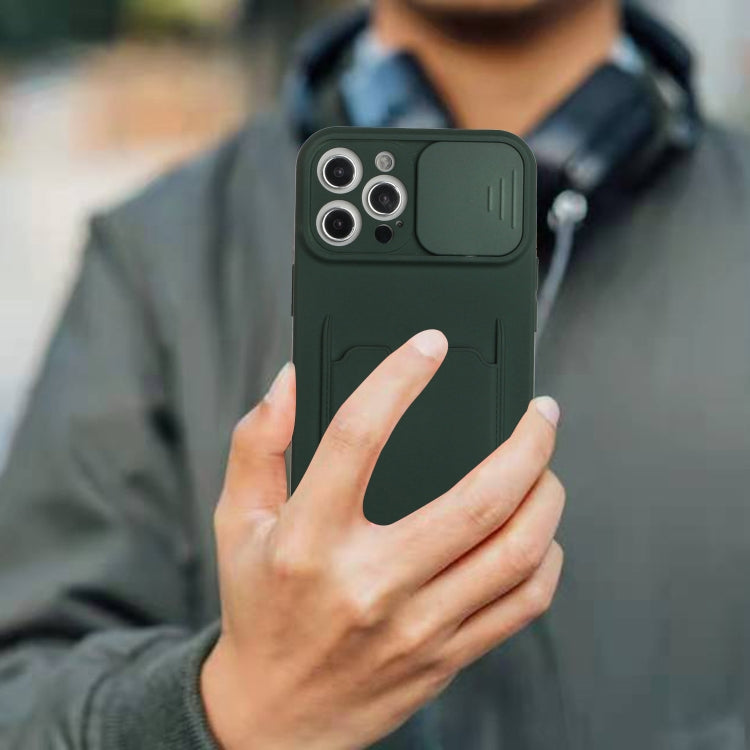 For iPhone 12 Pro Sliding Camera Cover Design TPU Protective Case with Card Slot