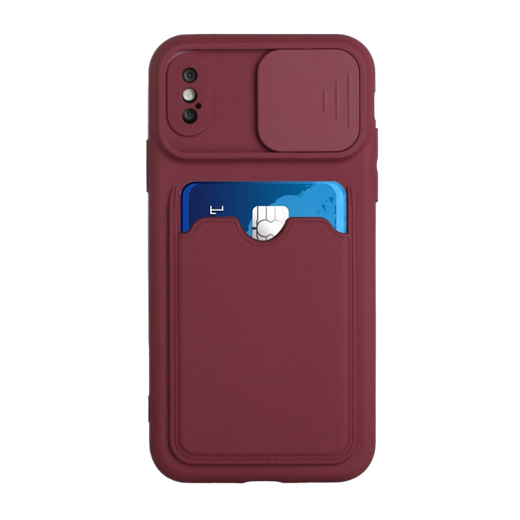 For iPhone XS Max Sliding Camera Cover Design TPU Protective Case with Card Slot