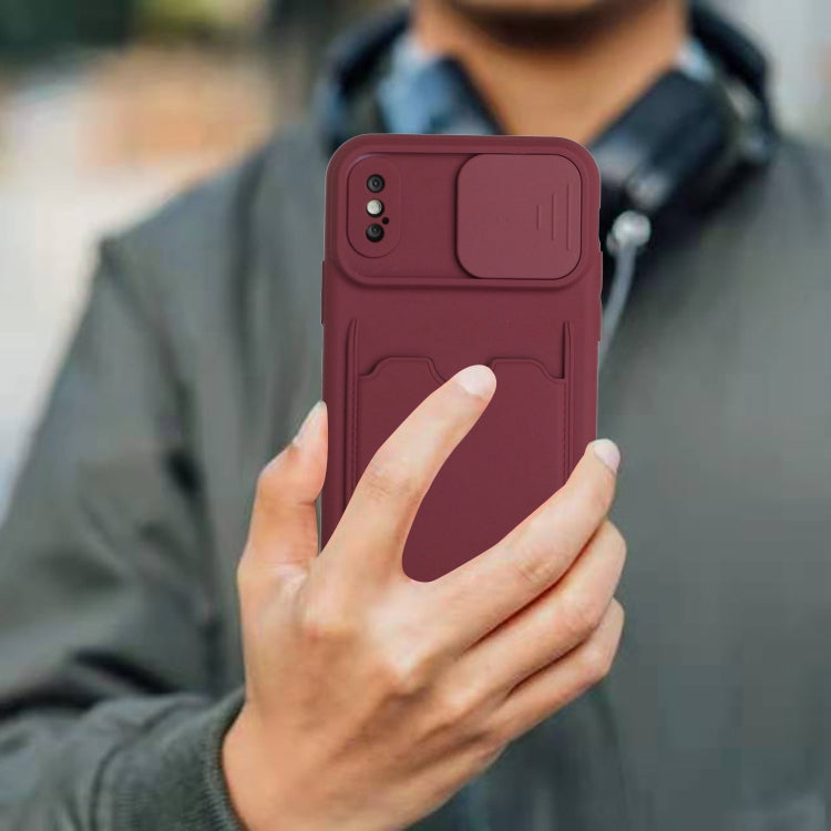 For iPhone XS Max Sliding Camera Cover Design TPU Protective Case with Card Slot