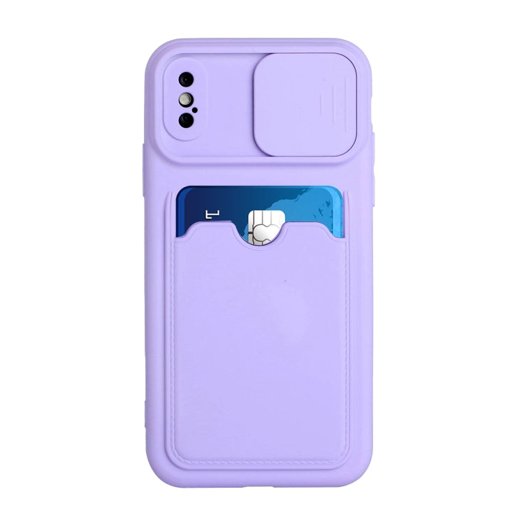For iPhone XS Max Sliding Camera Cover Design TPU Protective Case with Card Slot
