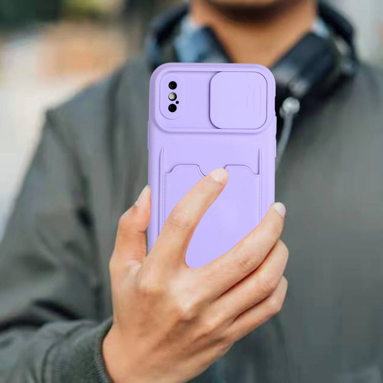 For iPhone XS Max Sliding Camera Cover Design TPU Protective Case with Card Slot