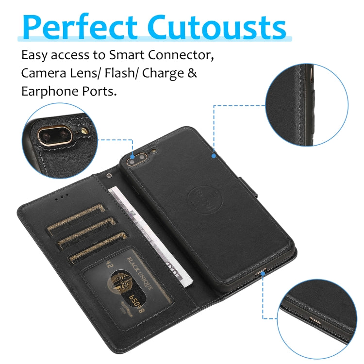 Calf Texture 2 in 1 Detachable Magnetic Back Cover Horizontal Flip Leather Case with Holder & Card Slots & Wallet & Photo Frame For iPhone 8 Plus / 7 Plus