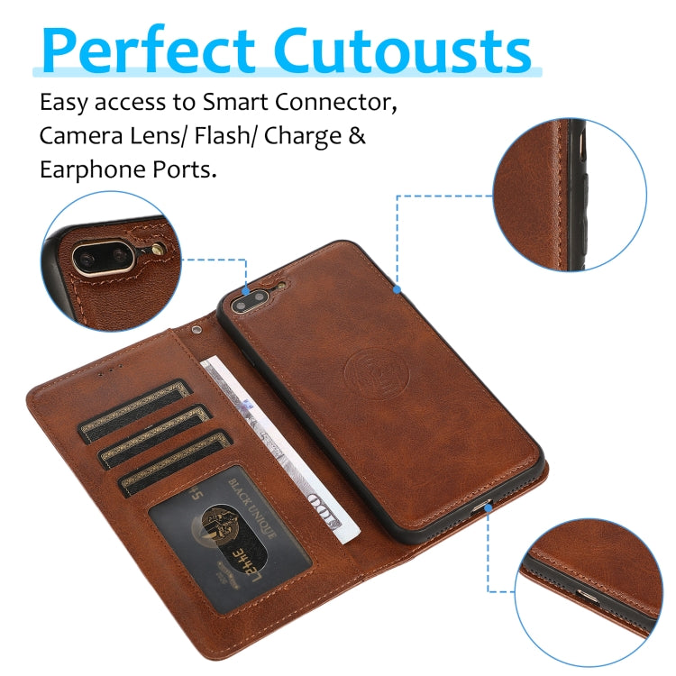 Calf Texture 2 in 1 Detachable Magnetic Back Cover Horizontal Flip Leather Case with Holder & Card Slots & Wallet & Photo Frame For iPhone 8 Plus / 7 Plus