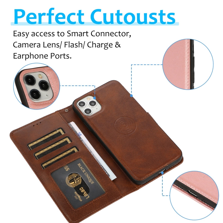 For iPhone 11 Pro Calf Texture 2 in 1 Detachable Magnetic Back Cover Horizontal Flip Leather Case with Holder & Card Slots & Wallet & Photo Frame