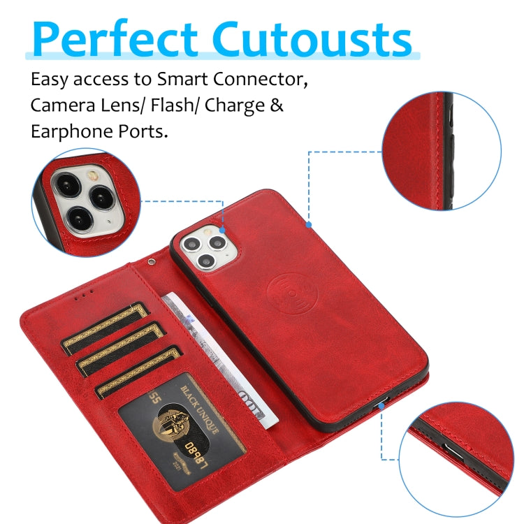 For iPhone 11 Pro Max Calf Texture 2 in 1 Detachable Magnetic Back Cover Horizontal Flip Leather Case with Holder & Card Slots & Wallet & Photo Frame
