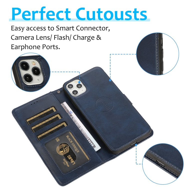 For iPhone 11 Pro Max Calf Texture 2 in 1 Detachable Magnetic Back Cover Horizontal Flip Leather Case with Holder & Card Slots & Wallet & Photo Frame