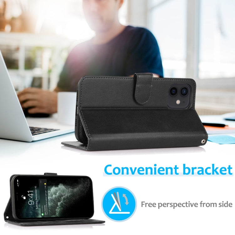 For iPhone 12 mini Calf Texture 2 in 1 Detachable Magnetic Back Cover Horizontal Flip Leather Case with Holder & Card Slots & Wallet & Photo Frame