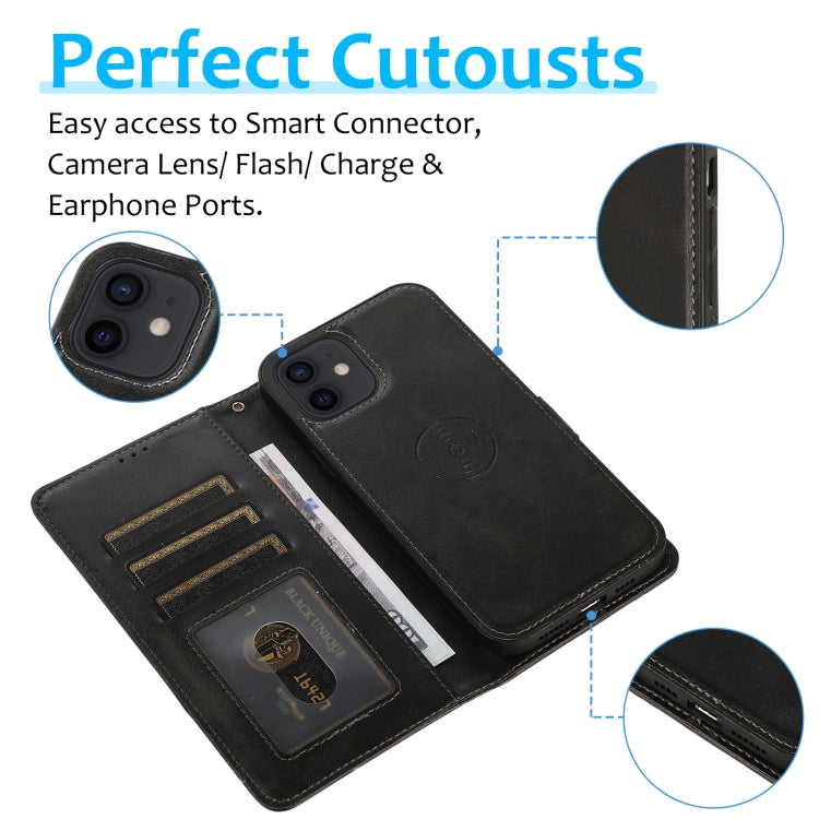 For iPhone 12 mini Calf Texture 2 in 1 Detachable Magnetic Back Cover Horizontal Flip Leather Case with Holder & Card Slots & Wallet & Photo Frame