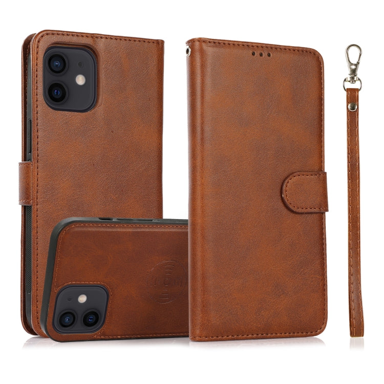 For iPhone 12 mini Calf Texture 2 in 1 Detachable Magnetic Back Cover Horizontal Flip Leather Case with Holder & Card Slots & Wallet & Photo Frame