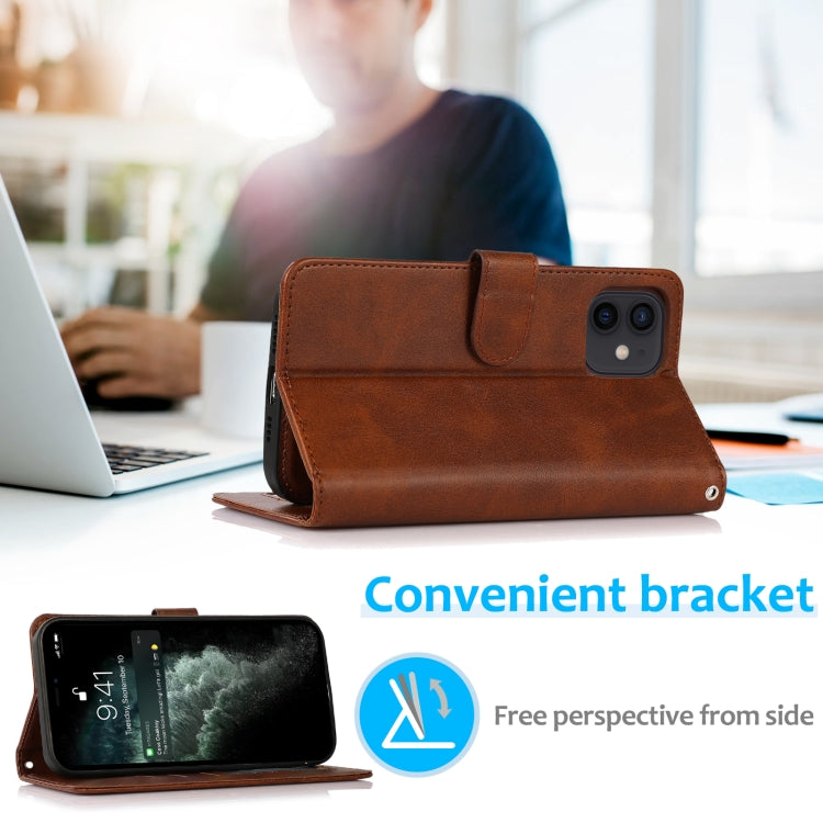 For iPhone 12 mini Calf Texture 2 in 1 Detachable Magnetic Back Cover Horizontal Flip Leather Case with Holder & Card Slots & Wallet & Photo Frame