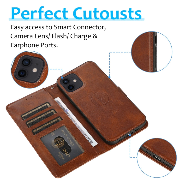 For iPhone 12 mini Calf Texture 2 in 1 Detachable Magnetic Back Cover Horizontal Flip Leather Case with Holder & Card Slots & Wallet & Photo Frame