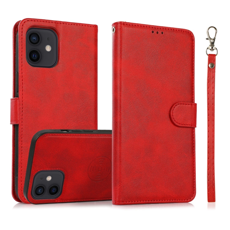 For iPhone 12 mini Calf Texture 2 in 1 Detachable Magnetic Back Cover Horizontal Flip Leather Case with Holder & Card Slots & Wallet & Photo Frame