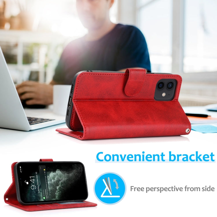 For iPhone 12 mini Calf Texture 2 in 1 Detachable Magnetic Back Cover Horizontal Flip Leather Case with Holder & Card Slots & Wallet & Photo Frame