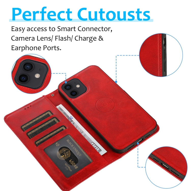 For iPhone 12 mini Calf Texture 2 in 1 Detachable Magnetic Back Cover Horizontal Flip Leather Case with Holder & Card Slots & Wallet & Photo Frame