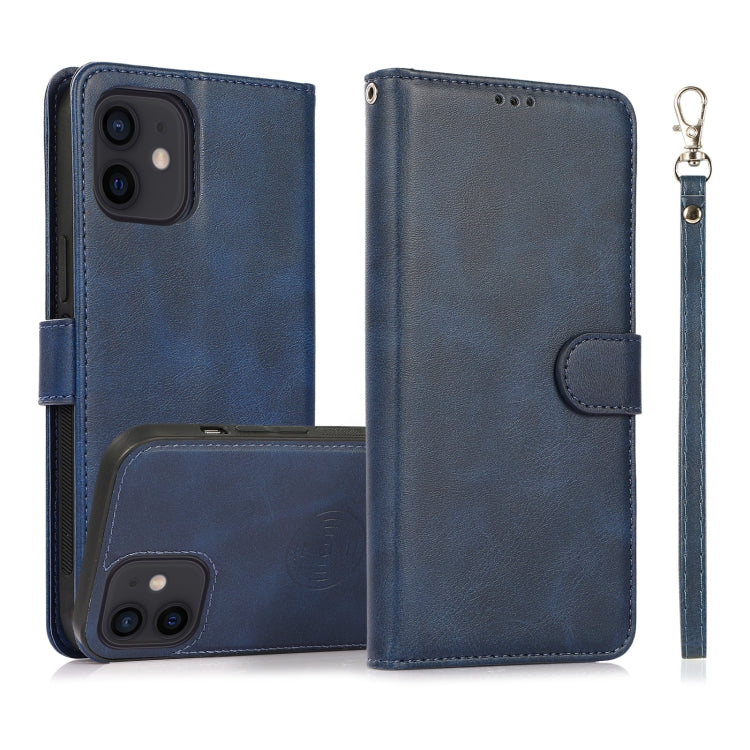 For iPhone 12 mini Calf Texture 2 in 1 Detachable Magnetic Back Cover Horizontal Flip Leather Case with Holder & Card Slots & Wallet & Photo Frame