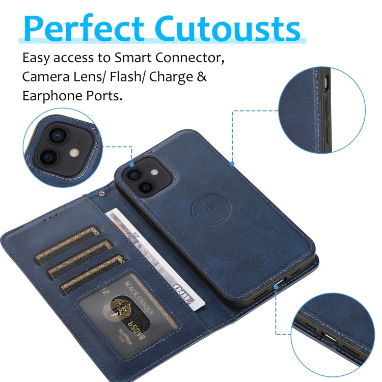 For iPhone 12 mini Calf Texture 2 in 1 Detachable Magnetic Back Cover Horizontal Flip Leather Case with Holder & Card Slots & Wallet & Photo Frame