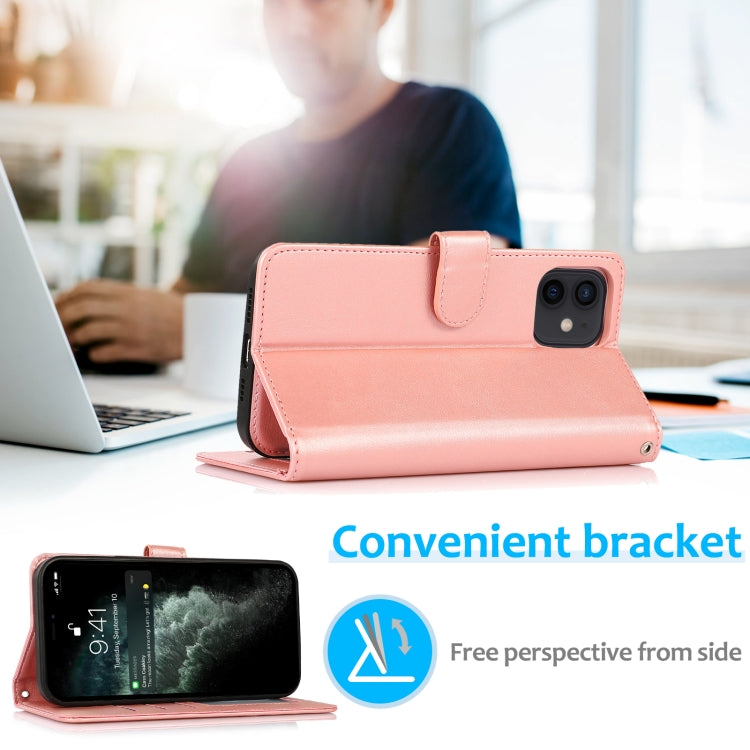 For iPhone 12 mini Calf Texture 2 in 1 Detachable Magnetic Back Cover Horizontal Flip Leather Case with Holder & Card Slots & Wallet & Photo Frame