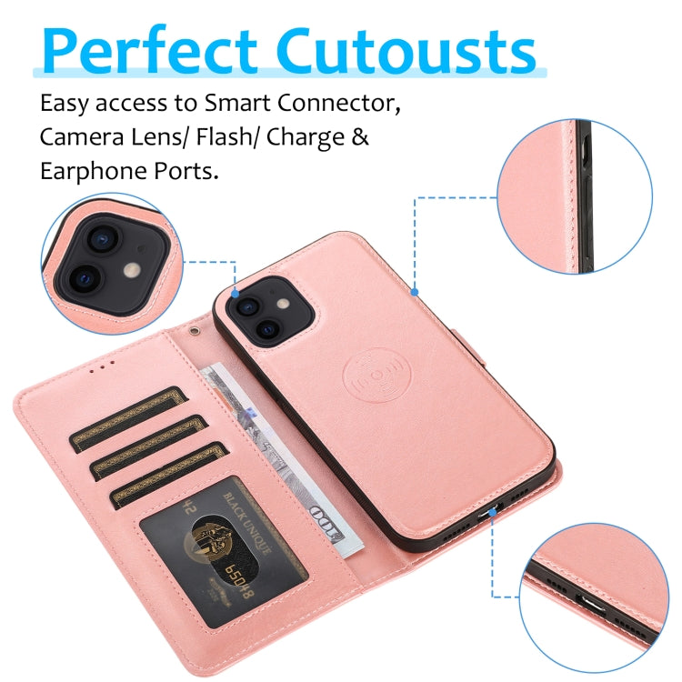 For iPhone 12 mini Calf Texture 2 in 1 Detachable Magnetic Back Cover Horizontal Flip Leather Case with Holder & Card Slots & Wallet & Photo Frame