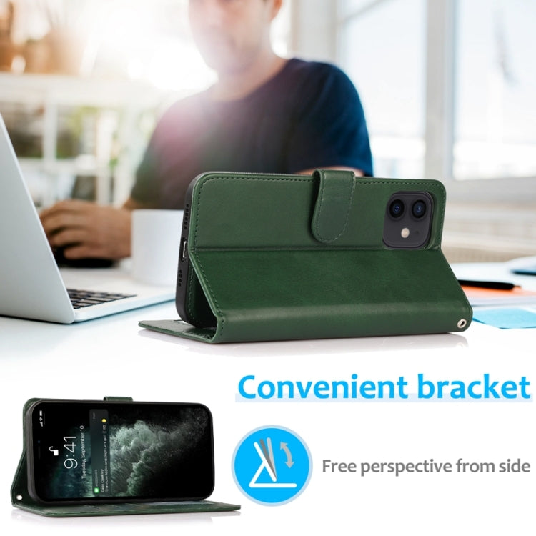 For iPhone 12 mini Calf Texture 2 in 1 Detachable Magnetic Back Cover Horizontal Flip Leather Case with Holder & Card Slots & Wallet & Photo Frame