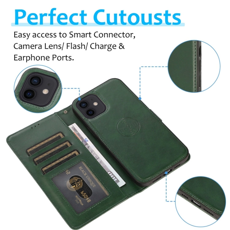 For iPhone 12 mini Calf Texture 2 in 1 Detachable Magnetic Back Cover Horizontal Flip Leather Case with Holder & Card Slots & Wallet & Photo Frame