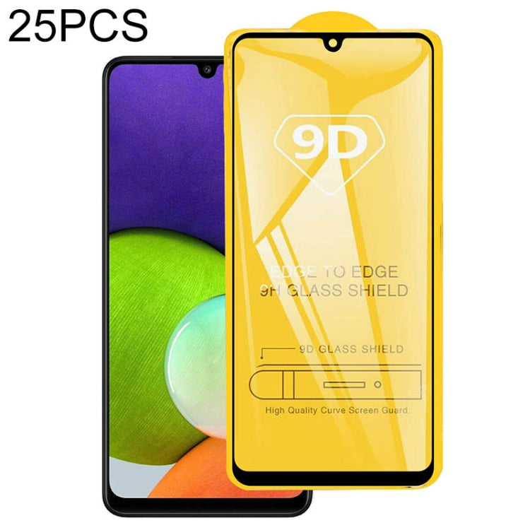 For Samsung Galaxy A22 4G 25 PCS 9D Full Glue Full Screen Tempered Glass Film