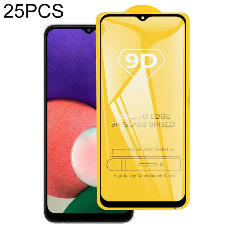 For Samsung Galaxy A22 5G  25 PCS 9D Full Glue Full Screen Tempered Glass Film