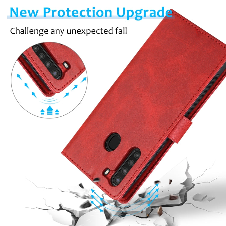 For Samsung Galaxy A21 Calf Texture 2 in 1 Detachable Magnetic Back Cover Horizontal Flip Leather Case with Holder & Card Slots & Wallet & Photo Frame